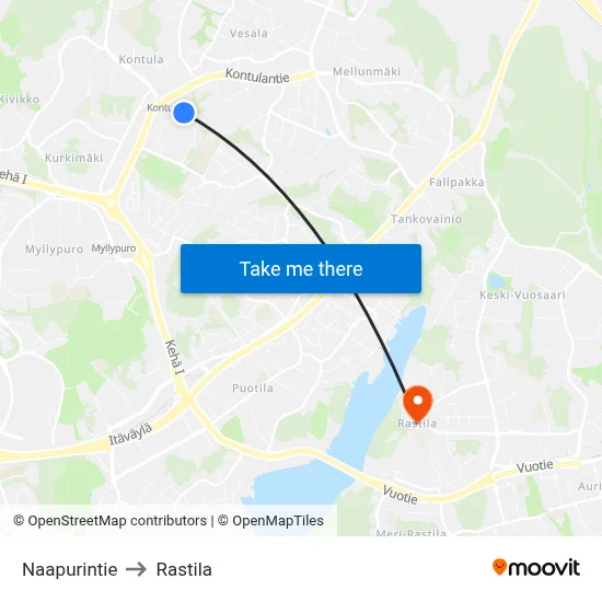 Neighbor Road to Rastila map