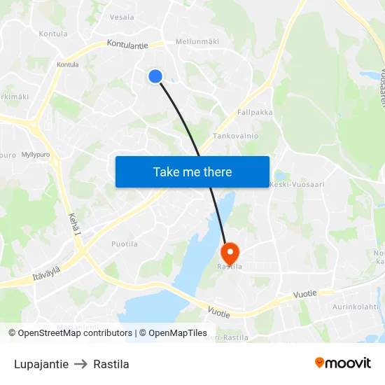 Lupaja Road to Rastila map