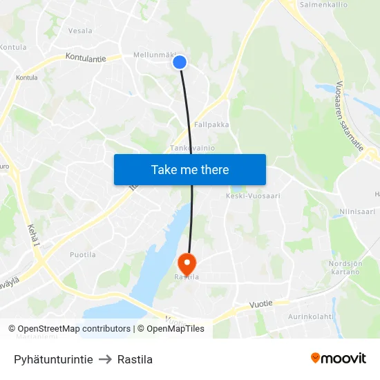 Pyhatunturi Road to Rastila map