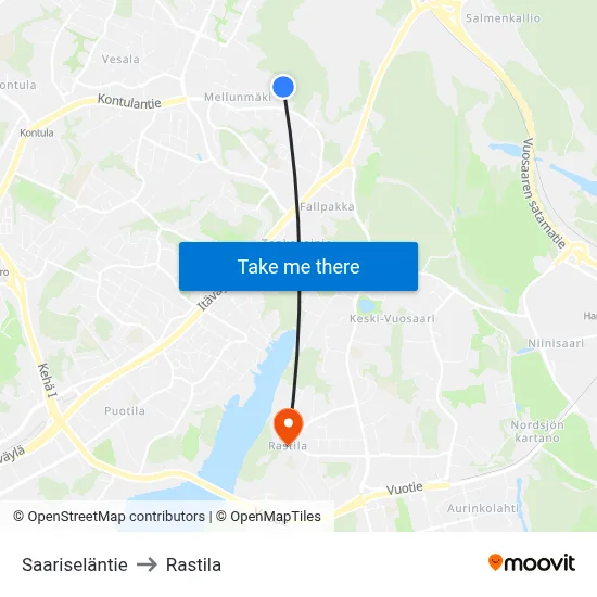 Saarisela Road to Rastila map