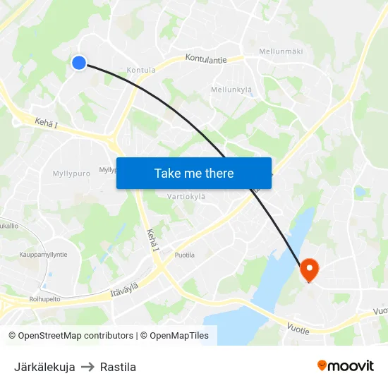 Järkälekuja to Rastila map
