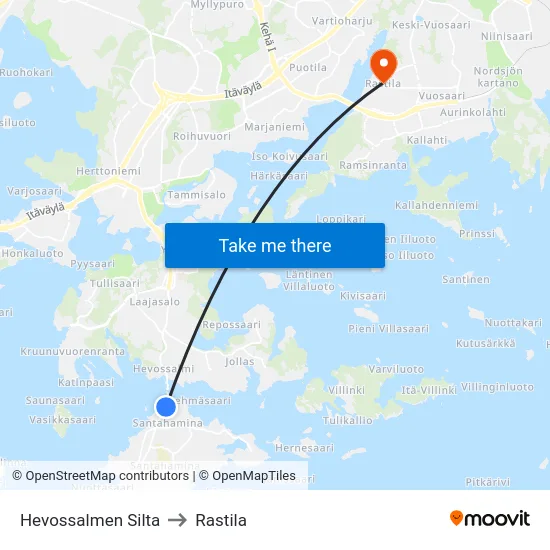 Hevossalmen Silta to Rastila map