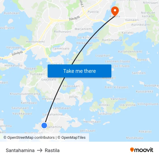 Santahamina to Rastila map