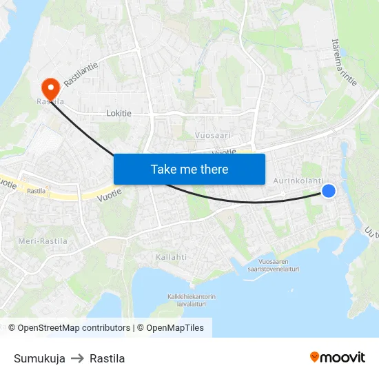 Sumu Lane to Rastila map