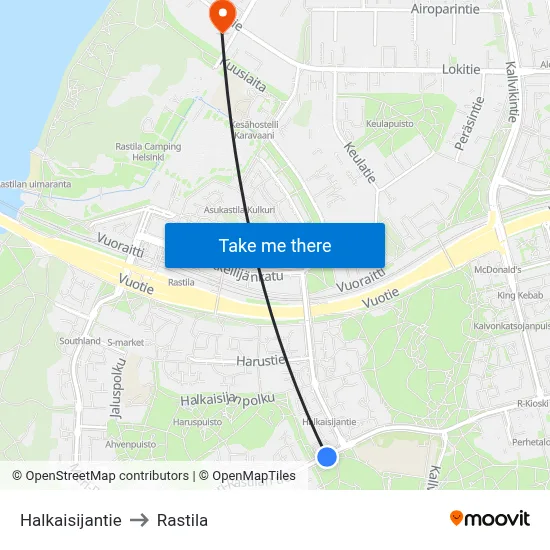 Diameter Road to Rastila map