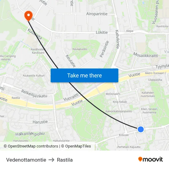 Water Plant Road to Rastila map