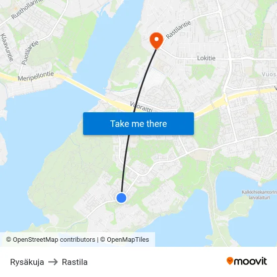 Rysäkuja to Rastila map