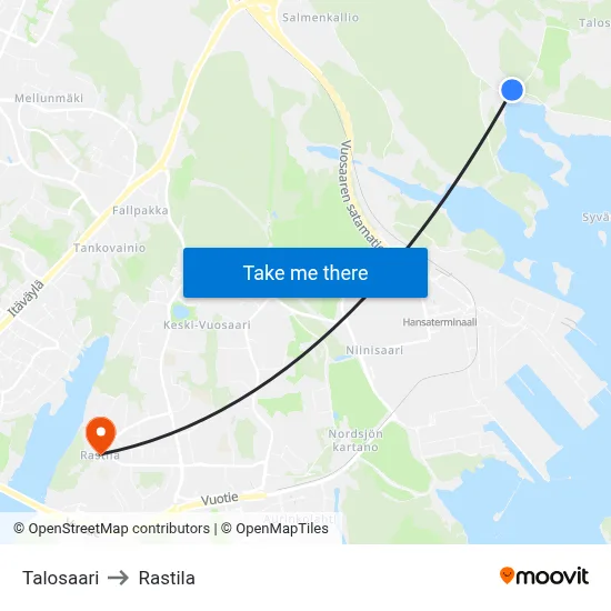House Island to Rastila map