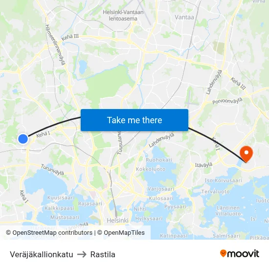 Veräjäkallio Street to Rastila map