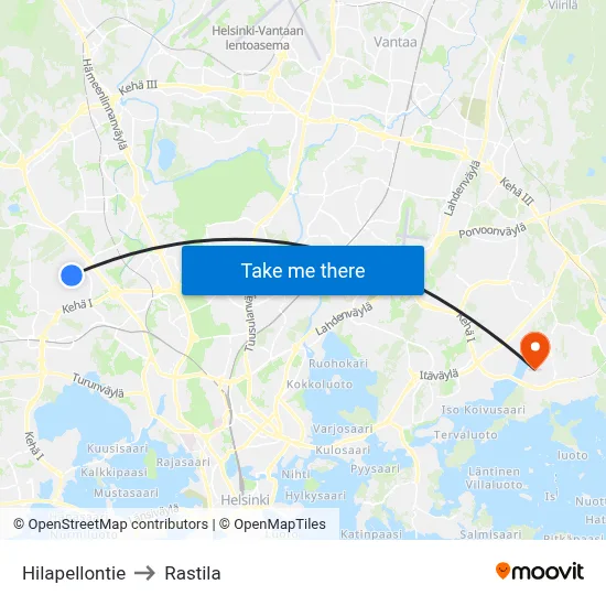 Hilapelto Road to Rastila map