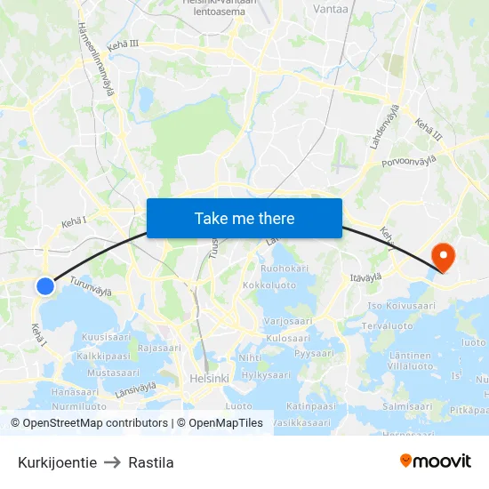 Kurkijoki Road to Rastila map