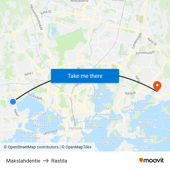 Makslahti Road to Rastila map