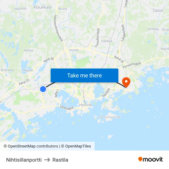 Nihtisillanportti to Rastila map