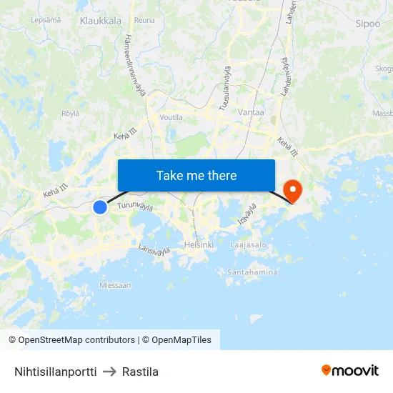 Nihtisilta Gate to Rastila map