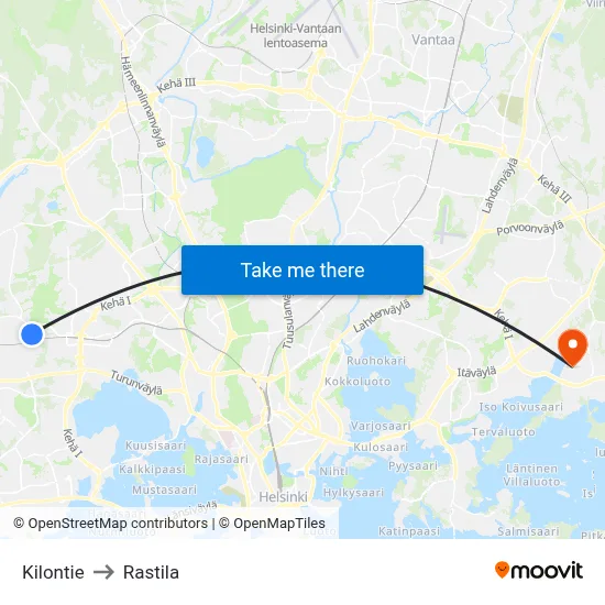 Kilo Road to Rastila map