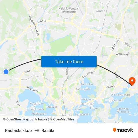 Rastas Hill to Rastila map