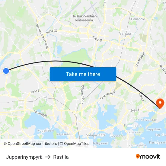 Jupperi Circle to Rastila map