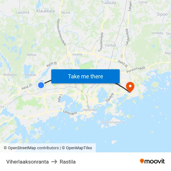 Viherlaakso Shore to Rastila map