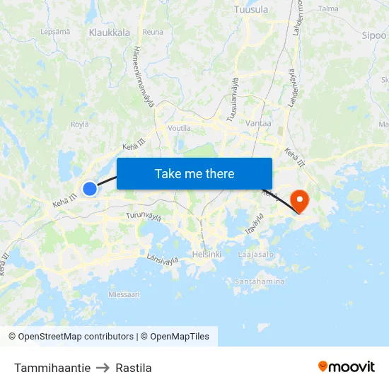 Tammihaka Road to Rastila map