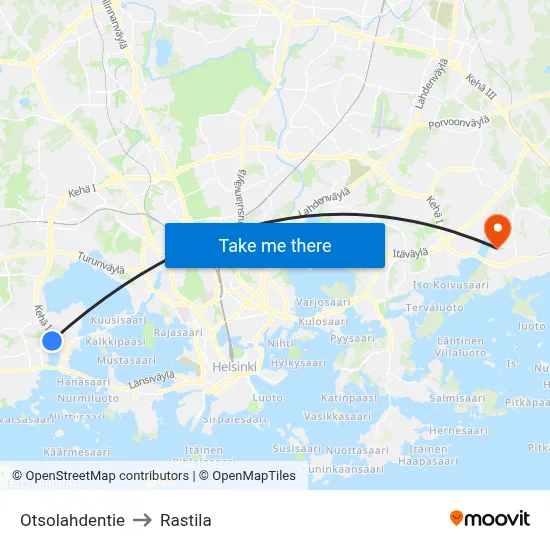 Otsolahti Road to Rastila map