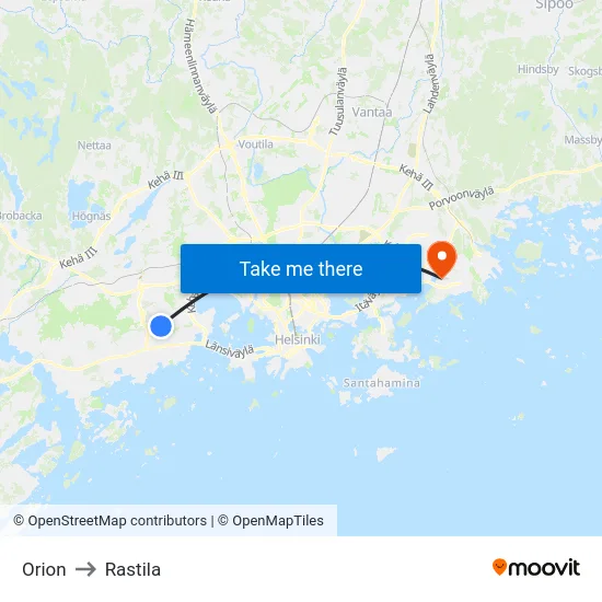 Orion to Rastila map