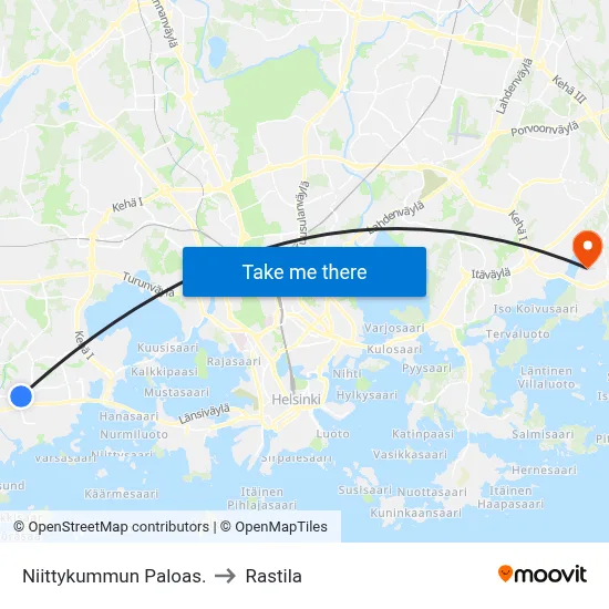 Niittykunnas Fire Station to Rastila map
