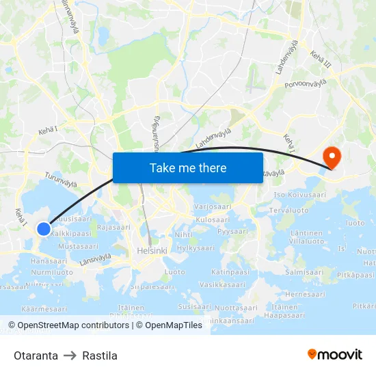 Otaranta to Rastila map