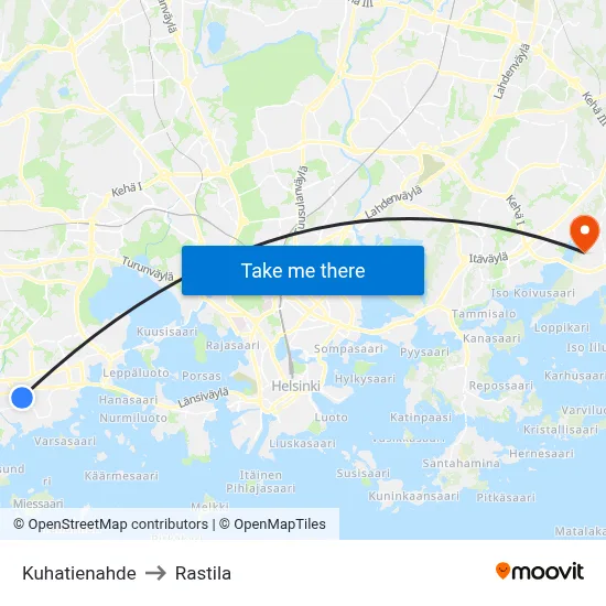Kuha Road Slope to Rastila map