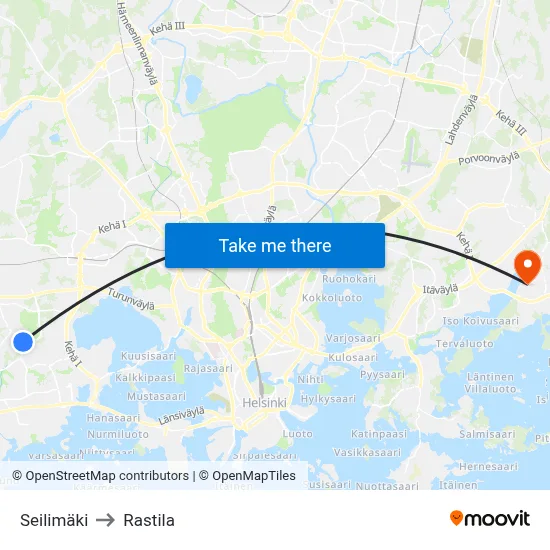 Sail Hill to Rastila map