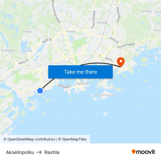 Akselinpolku to Rastila map