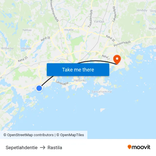 Sepetlahti Road to Rastila map
