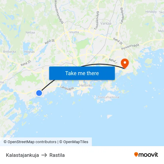 Kalastajankuja to Rastila map