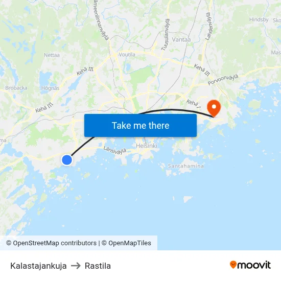 Kalastajankuja to Rastila map