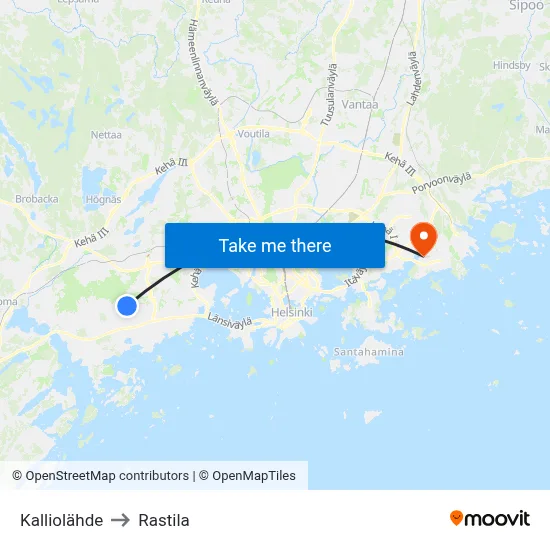 Spring Rock to Rastila map