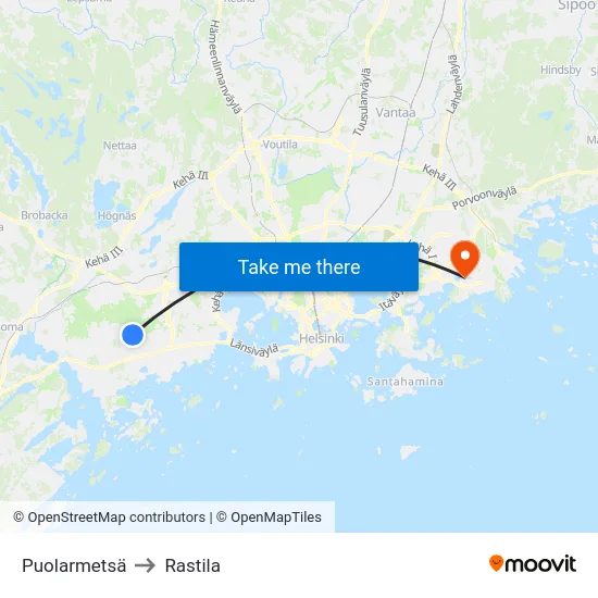Puolarmetsä to Rastila map