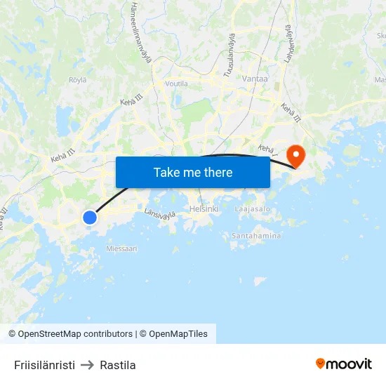 Friisilä Cross to Rastila map