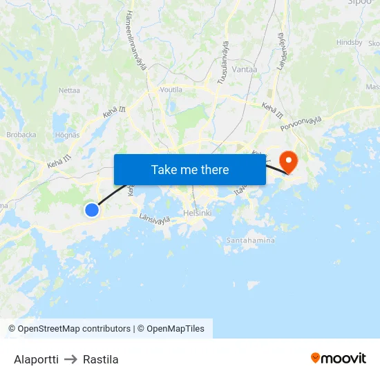 Alaportti to Rastila map