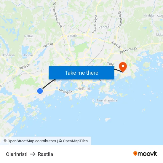 Olari Cross to Rastila map