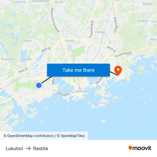 Reading Square to Rastila map