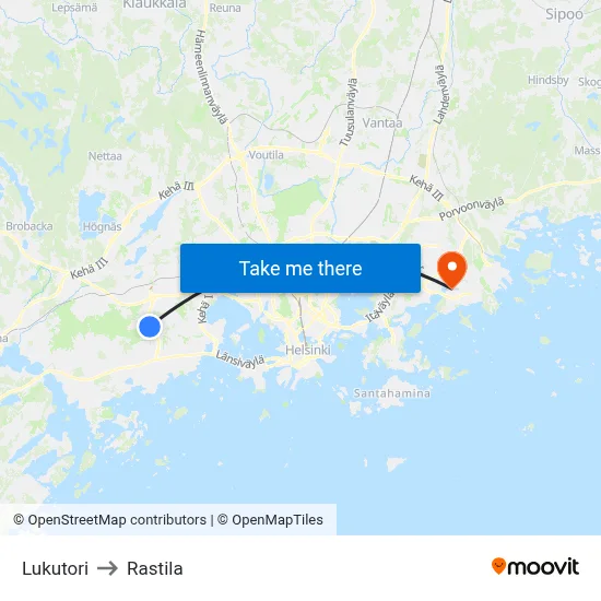 Reading Square to Rastila map
