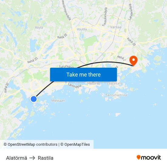 Lower Bank to Rastila map