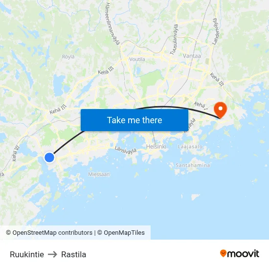 Ruukin Road to Rastila map