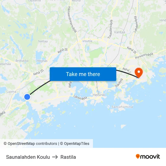 Saunalahti School to Rastila map