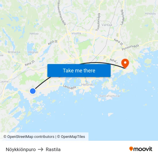 Nöykkiönpuro to Rastila map