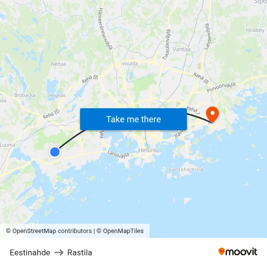 Estonia Hill to Rastila map