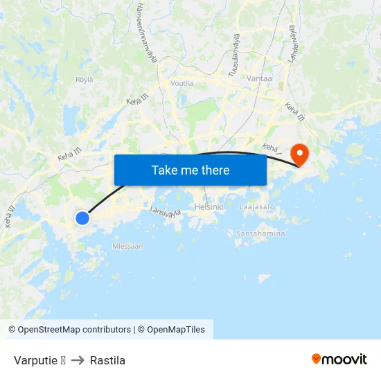 Varputie 🛍️ to Rastila map