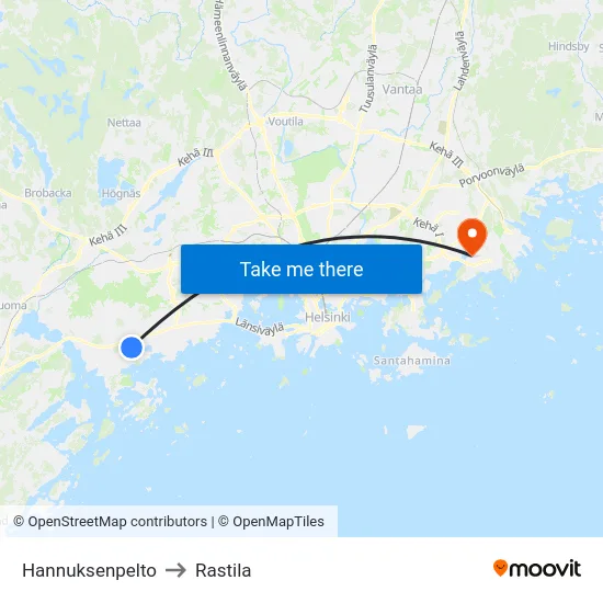 Hannuksenpelto to Rastila map