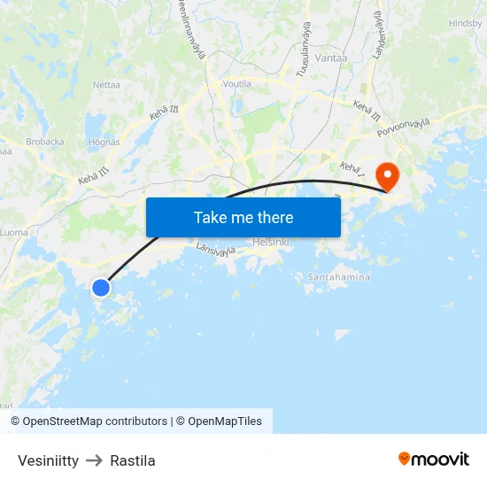 Water Meadow to Rastila map
