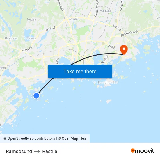 Ramsösund to Rastila map