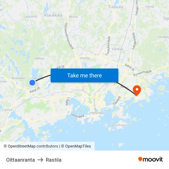 Oittaanranta to Rastila map